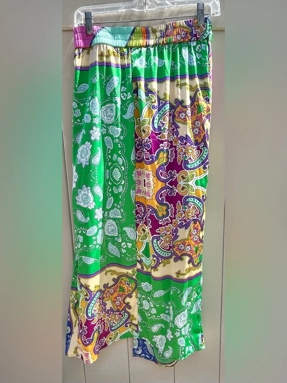 NWT Bailey 44 Nairobi Colorful Satin Wrap Beach Resort Coverup Midi Skirt Size M